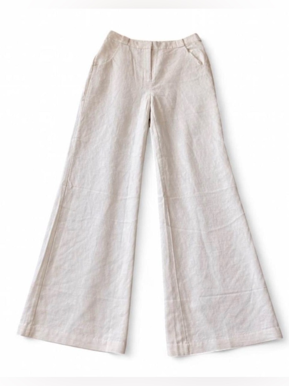 Amanda Uprichard x REVOLVE Hale Pant Beige Linen Blend Wide Leg Trousers Small